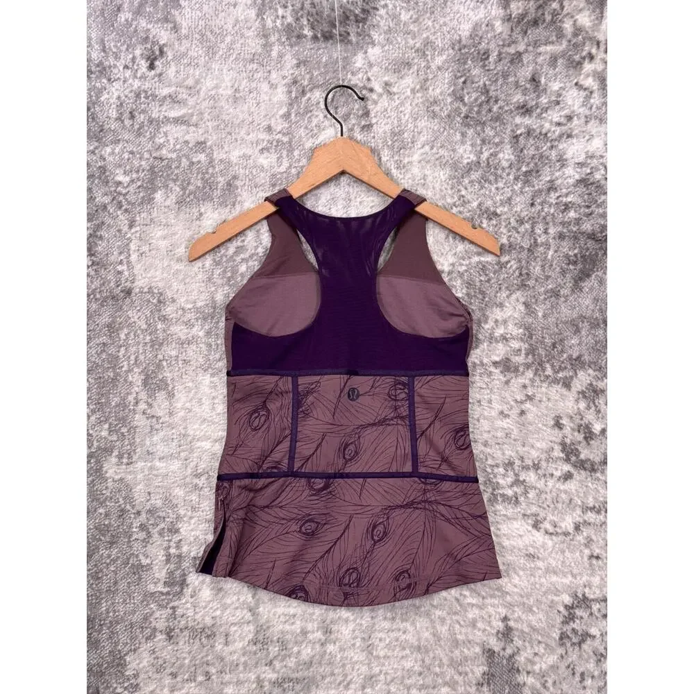 Lululemon Tank Top 6 Womens Purple Leaf Logo Racerback Athletic